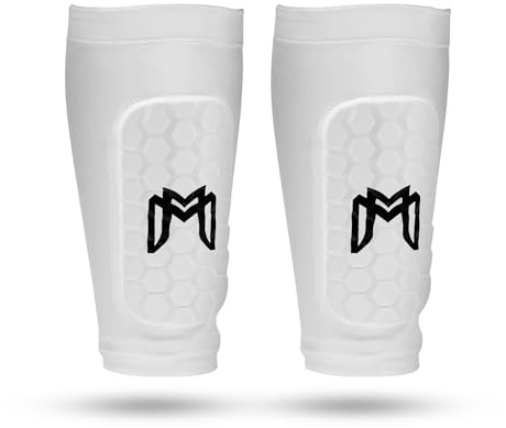 MediCaptain Mini Shin Guards Soccer – Built in Mini Shin Pad Sleeves for Men, Women, Teens – Small Shin Guards - Lightweight, Breathable, Shin Defender Leg Protection (White, Maxi (5.5 x 2.8 in))
