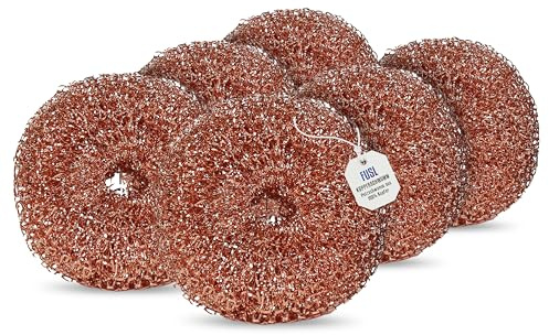 FUSL Esponja de cobre sin arañazos, 6 unidades, esponja antibacteriana para limpieza sin arañazos, para acero inoxidable, cerámica, vidrio, vitrocerámica y más, duradera e higiénica, universal para