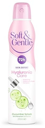 SOFT & GENTLE Anti-perspirant Deodorant, Skin Expert Hyaluronic Care, Cucumber Splash, 72H Protection, 250ml
