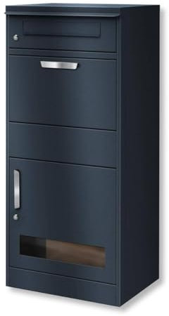 Metzler® boîte aux Lettres pour Colis avec fenêtre de visualisation et Double Compartiment verrouillable – Anthracite RAL 7016 – Acier thermolaqué Durable, réception sécurisée, Bispo 3