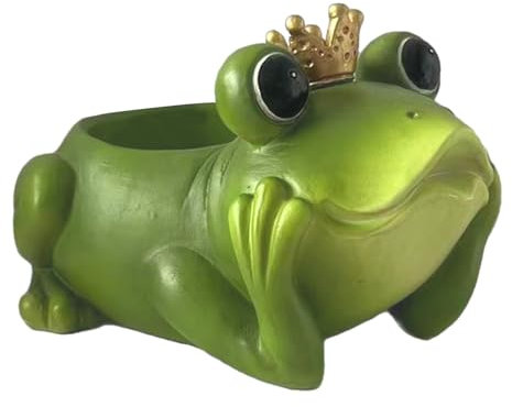 Maceta de rana, maceta de resina con corona, soporte para utensilios, jarrón decorativo, contenedor de jardín para decoración del hogar, maceta de animales caprichosos para patio, césped, interior y