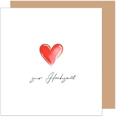 Edition Seidel Premium quadratische Glückwunschkarte zur Hochzeit mit Umschlag. Hochzeitskarte mit Spruch Grußkarte Vermählung Just Married Herz (HQ125 SW025)