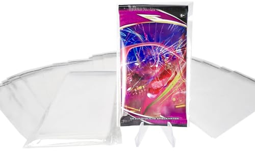 TCG Cases 100x Sleeves passend für Pokemon Booster wiederverschließbar Folie Schutzhülle auch passend für Lorcana, One Piece und gleiche Größen