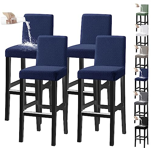 Vattentäta Stretchöverdrag Till Barstolar Med Universal Passform For Restauranger Och Hotell(Blue 4pcs)