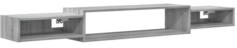 Yamxder Mobile TV basso sospeso, 180 cm, mobile TV a parete, grigio sonoma, moderno mobile TV sospeso in legno, mensola da parete aperta per soggiorno e media