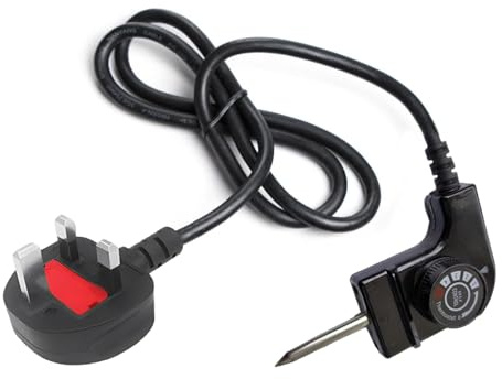 Temperature Regulating Power Cord, Adjustable Thermostat Probe Line with UK Plug, Multi-Level Heat Control Cable for Electric Cookware, Replacement Cord Indoor Grills, Fryers and Skillets
