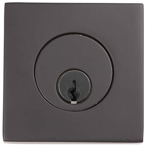 Emtek 8369 Square Style Brass Modern Double Cylinder Deadbolt, Flat Black