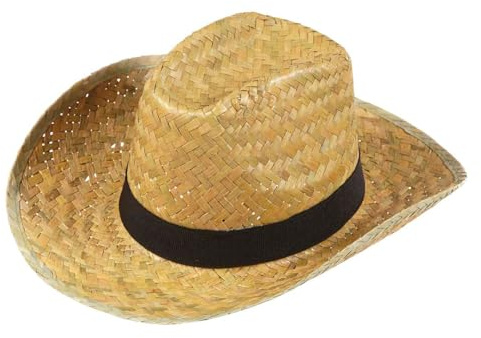 W WIDMANN MILANO Party Fashion 1425D - Chapeau de paille texan, avec ruban noir, couvre-chef, accessoire, accessoires, cow-boy, soirée à thème, carnaval
