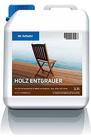 Dr. Schutz Holz Entgrauer 2,5 L | Holzreiniger für vergraute Holzoberflächen im Außenbereich | Holzentgrauer für frische Optik | Holz Aufheller | Terrassenreiniger | Entgrauer Holz | Teak Entgrauer