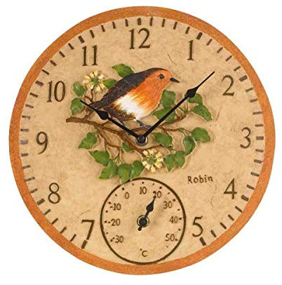 Smart Garden 5064002 Outside In Robin Wall Clock & Thermometer 12