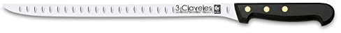 3 CLAVELES CUCHILLO JAMONERO ALVEOLADO I.Pom 30 cm-12 D 3C 00949, Acciaio Inox, Negro