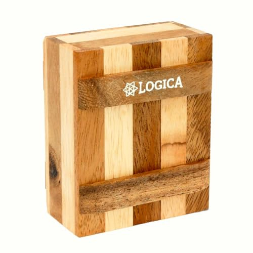 Logica Juegos Art. Cajafuerte Cebra - Rompecabezas de Madera - La Caja Secreta - Dificultad 3/6 Dificil - Colección Leonardo da Vinci