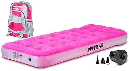 Pittman utomhus bärbar batteridriven luftpump med rolig reseryggsäck dubbelrosa