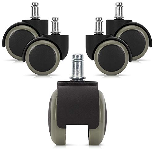 kwmobile 5X Hartbodenroller 10/50mm - auch für Weichboden - 360° Bürostuhl Rollen Ersatzrollen - Ersatz Bürostuhlrollen Set in Grau
