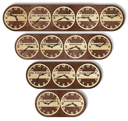 monastar Time Zone Wall Clock, City-State-Country Sign, Multiple World Office Clock, Family Timezone Clock