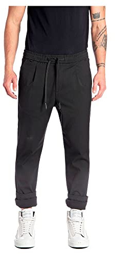 REPLAY M9814 Pantalones Informales de Negocios, 098 Negro, 32W x 30L para Hombre
