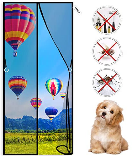 MagnéTique Moustiquaire Porte 85 x 190 cm Fermeture Automatique Moustiquaire Fenetre Anti Insecte Mouche Moustique pour Enfants et Animaux de Compagnie Noir