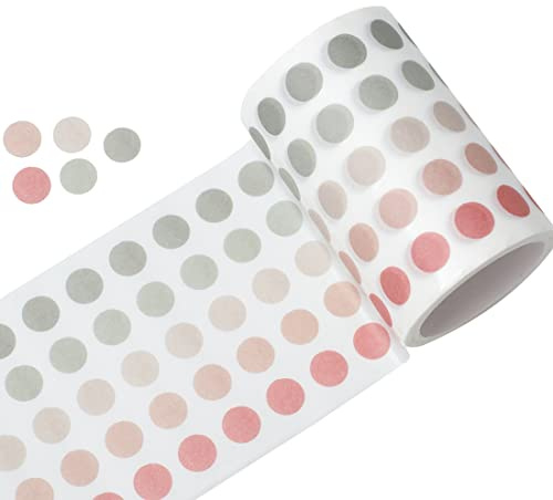 YUBBAEX Morandi 5/16 Dot Washi Tape Round Stickers 1250 Dots Stickers for Bullet Journal Planner Scrapbooking 2 3/8 x 10‘ (Rose Forest)