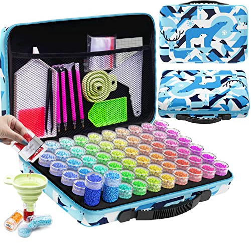 ARTDOT 5D Diamond Painting Zubehör Boxen, 60 Stück Diamond Painting Koffer für Diamond Painting Bilder Steine Samen Schmuck Strass Perlen DIY Handwerk Als Geschenk (Nordpol)