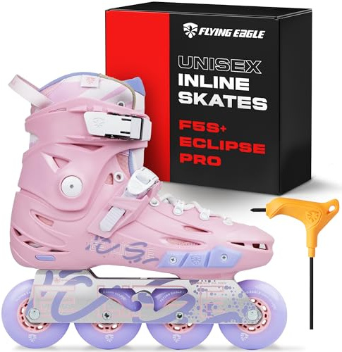 Flying Eagle FS5+ Eclipse Pro Adult Inline Skates - Outdoor Urban Inline Roller Skates Adults, Freeskates, Outdoor Skate Roller Adult, Slalom Skate, Skating Shoes - Pink, Women's Size: 8 US / 39 EU