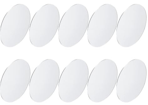 minkissy Feuilles De Miroir Ovale en Verre 10 Pièces Miroir Cosmétique Léger Compact Accessoires De Maquillage Bricolage Décoration Maison