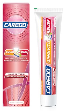 CAREDO Gingivitis Toothpaste for Adult, Gingivitis Relief, Help Gum Repairing for Receding Gums, Bleeding Gums, Fluoride Free Toothpaste for Daily Oral Care 100g