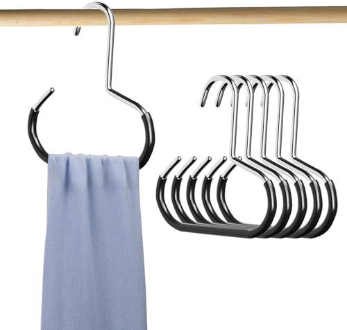6 Teiliges Schalhalter,Gürtelhalter für den Kleiderschrank,rutschfeste Haken zum Aufhängen von Krawatten,Metall Hüte Ring Aufhänger,Schrank Organizer für Schals,Hüte,Krawatten,Gürtel (Schwarz)