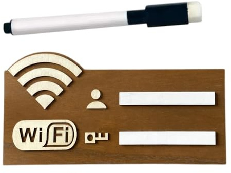 Panneau Wifi pour invités - Panneau Wifi en bois pour invités | Signature de mot de passe WiFi pour invités | Marqueur inclus, panneau de réseau sans fil effaçable, décoration murale adhésive pour