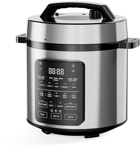 DUMOS 12-in-1 Electric Pressure Cooker 6 QT Stainless Steel Multi Cooker Electric for Pressure, Rice, Steamer, Yogurt Maker, Slow Cook,Meat Stew, Cake, Porridge, Multigrain, Sliver