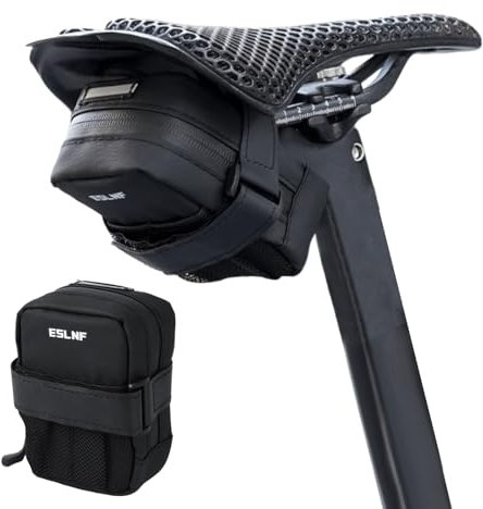 Fyfjur Mini Satteltaschen für Fahrrad, Kompakte Tragbare Fahrradtasche Sattel wasserdicht mit Netztasche, Reflektierende Satteltasche Rennrad für Rennräder Mountainbikes Citybikes (11x8x4cm)