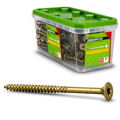 ESSVE ESSDRIVE Träskruv 6 x 120 mm CORRSEAL Utomhusskruv TX30 Försänkt Huvud Delgängad 100-pack