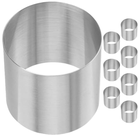 DIYEAH Moldes para Tartas de Frutas 8 Piezas Aros Redondos de Acero Inoxidable 304 Anillos de Mousse 5X5 CM Utensilios para Hornear Postres y Pasteles Desmolde Fácil y Limpieza
