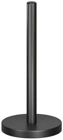 Minismus Cuisine Porte sopalin, Acier Inoxydable avec Base lestee et Patin antiderapant pour Une stabilite maximale, Porte essuie Tout sur Pied (Noir)