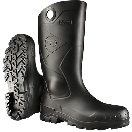 DUNLOP Chesapeake Steel Toe Rubber Work Boots, Black, Size 12