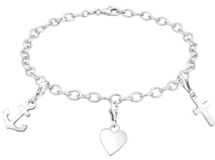 Elli Armband Damen Anker Kreuz Herz Anhänger Symbol in 925 Sterling Silber
