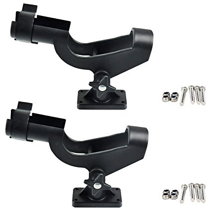 Set de 2 soportes para cañas de pescar NUZAMAS - Set de 2 soportes para cañas de pescar ajustables horizontal / verticalmente 360 grados. Montaje de rieles laterales giratorios
