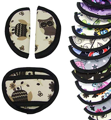 BAMBINIWELT 3tlg. SET, Gurtpolster+Schrittpolster, UNIVERSAL, für Babyschale Gruppe 0 z.B. Maxi-Cosi, Römer, EULE (Eule $13) XX