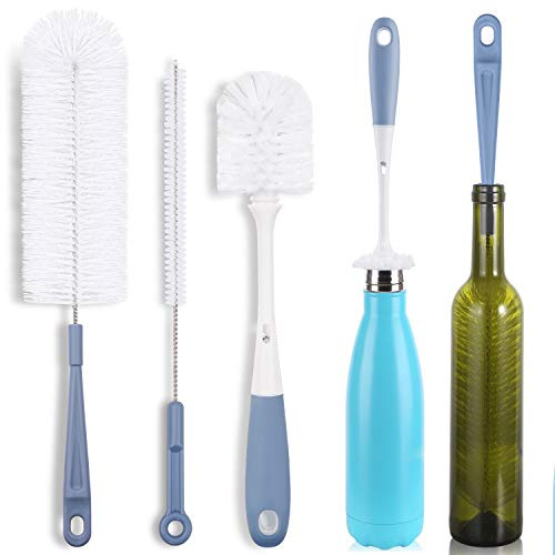 Bottle Cleaning Brush Set - Long Water Bottle and Straw Cleaning Brush - Kitchen Scrub Cleaner Set for Narrow Neck Beer Brewing Supplies, Sports Water Bottles, Straws Baby Bottles, Cups (Set of 3)