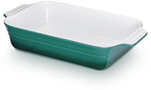 KHG Auflaufform groß 40 cm Türkis für 4-6 Personen, Kapazität 3 Liter, Ofenform Keramik Steingut rechteckig & kratzfest, Backform für Lasagne Tiramisu Aufläufe & mehr