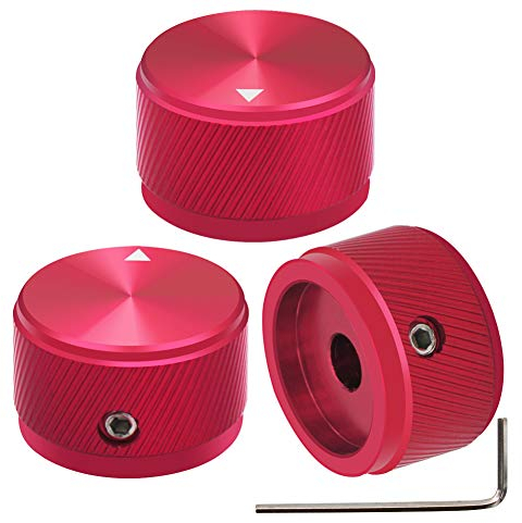 mxuteuk 3Stücke Gitarre Knobs Rot Gitarre Knöpfe Potiknöpfe Audio Lautstärkeregler Aluminium Rotary Potentiometer Drehknoepfe für E-Gitarren Bassschraube Ersatzteil Typ25x15,5mm(d * h) KNOB-06-25R