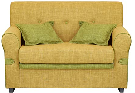 Totò Piccinni Divano 2 Posti in tessuto con Cuscini Imbottito, con Braccioli (Senape)