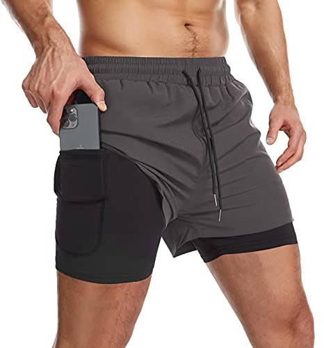 Danfiki Herren Sport Shorts Kurze Hose Schnell Trocknend Sporthose Leicht mit Reißverschlusstasche Laufshorts mit Taschen Hosen Fitness Laufhose