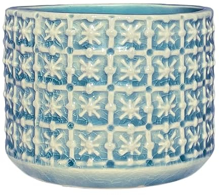 Nordring Maceta Cross - Macetero Decorativo Redondo para Flores e Plantas para Interiores S (10 cm ø), Cielo-Azul, Cerámica
