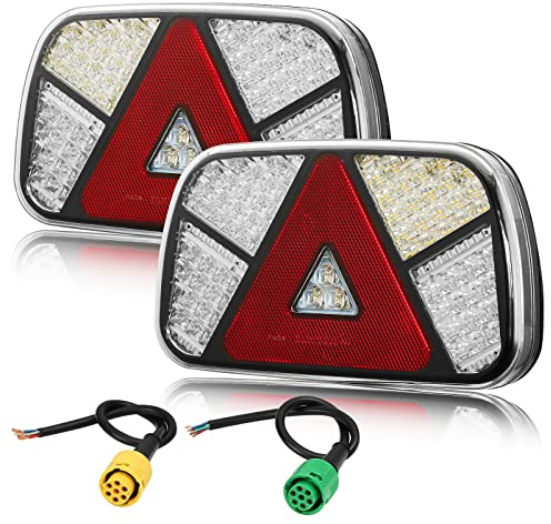 ETUKER 1 par LED-släpvagnsbakljus, universell 12 V vattentät släpvagn bakljus set med 2 x 30 cm långa 5-kärnig Pulg-kablar (1 par)