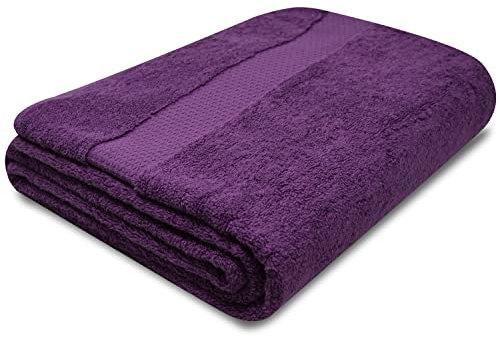 Towelogy® Premium Oversized Bath Sheets (100x180cm) 100% Egyptian Combed Cotton Quick Dry & Absorbent Extra Large Jumbo Bath Towels Hotel Quality (Purple Aubergine, 1)