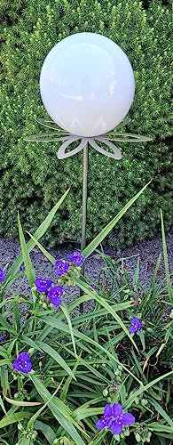 Jürgen Bocker Garten-Ambiente Blütenzauber Paris Rosenkugel 15 cm Edelstahl Gartenstecker Deko mit Stab 80 cm (weiß poliert)