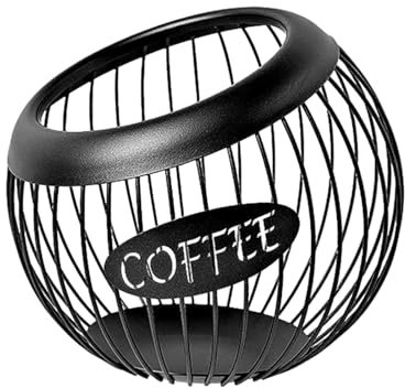 Folpus Soporte para cápsulas de café, Organizador de Escritorio, contenedor de Dulces y Aperitivos, Cesta de Almacenamiento de Hierro Forjado para encimera, Negro