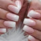 24 Stück Eckig Nägel Zum Aufkleben Kurz, Rosa Farbverlauf French Künstliche Nägel, Ballerina Natural Kunstnägel Press on Nails, Full Cover Square Fingernägel Fake Nails für Frauen und Mädchen
