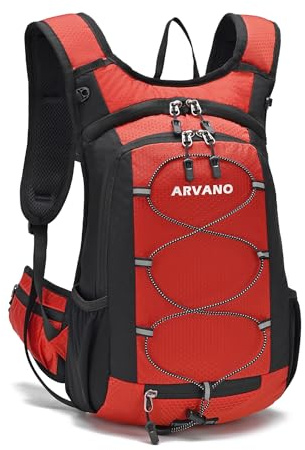 Arvano Mochila de Ciclismo MTB, 15L Ligera Mochila Bicicleta Montaña para Hombre Mujer Bici, Esqui, Correr, Senderismo, Moto Enduro, Trail Running (Rojo)