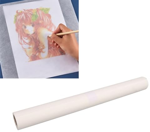 Cyrank Rotolo di Carta da Lucidi, Rotolo di Carta da Lucidi Largo 18 Pollici E 44 Cm Carta per Modelli di Cucito Carta da Lucidi Traslucida per Disegnare, Cucire, Schizzi E Artigianato(18in 23m)